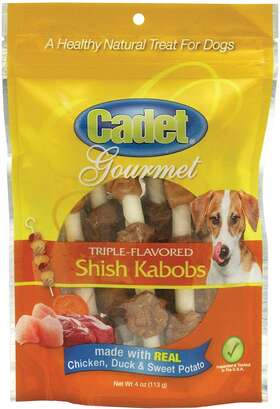 C01361 Cadet Premium Rawhide Triple-flavored Shish Kabobs Healthly Natural Dog Treats