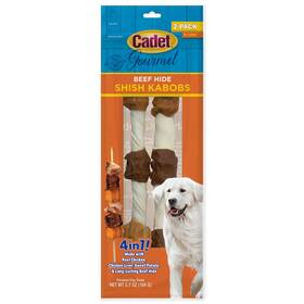 C70058 Cadet Beef Hide Kabobs Dog Treats 10 Inch Natural Chews 2 Count Healthy Snacks