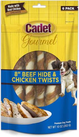 C70292 Cadet Gourmet Beef Hide Twist Chew Sticks Long Lasting And Natural Treats
