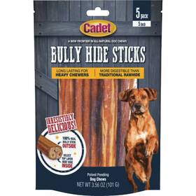 C70423 Cadet Small Bully Hide Sticks All-natural Dog Chews 5-count