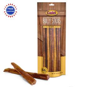 C70573 Cadet Bully Sticks For Large Dogs 10 Count All Natural Beef Pizzle Rawhide Chews