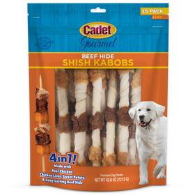 C70579 Cadet Gourmet Xlarge Tripleflavored Beef Hide Shish Kabob Dog Treats Healthy