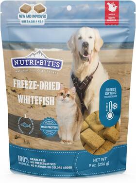 Canature Processing Ltd. 705353914539 Nutri Bites Freeze Dried Whitefish Dog And Cat Treats 9 Oz Healthy Pet Training