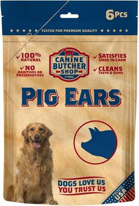Canine Butcher Shop 445014756773 Pig Ears For Dogs Large Sourced And Made In Usa Natural Dog Chew Treat &