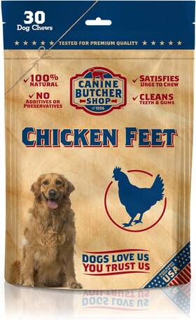 Canine Butcher Shop 445022049058 Chicken Feet Dog Treats Raised And Made In Usa 30-pack Dehydrated