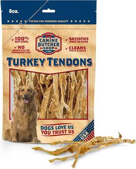 Canine Butcher Shop 711181302028 Turkey Tendons For Dogs Made And Raised In Usa All-natural Chews Small