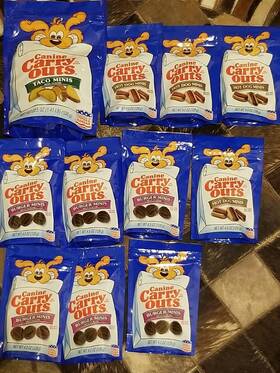 Canine Carry Outs 079100520114 New Lot Of 11 Out Dog Treats