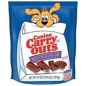 Canine Carry Outs 079100520442 Tdog Treats Bacon Flavor 47 Ounce Made With Real