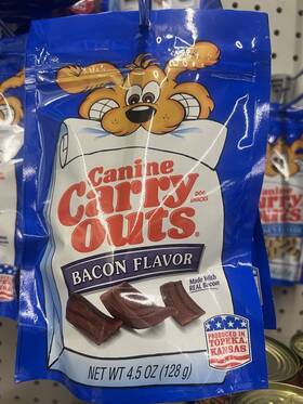 Canine Carry Outs 22062002 2 Pack Dog Snacks Bacon Flavor Jerky Treats 4.5 Oz 128 G