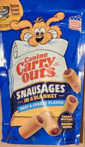 75987 Canine Carry Outs Snausages In A Blanket Dog Snacks Beef And Cheese Flavor 16 Ct