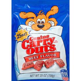 Smu50154cs Canine Carry Outs Smu52023 Beef Flavor Dog Treats 25 Ounce Bag 6/carton