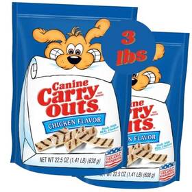 Tp2023 Canine Carry Outs - 2 Pack Beef Flavor Dog Treats 3 Pounds Total Chicken