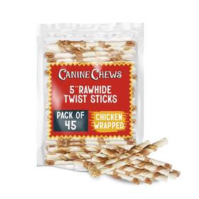 Canine Chews 810013597738 Chicken-wrapped Rawhide Twists For Dogs - Pack Of 45 U.s.a. Sourced Chicken W