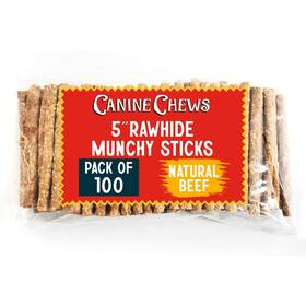 Canine Chews 810013597974 5 Inch Munchy Rawhide Sticks For Small Dog Treat Snack Stick Training Trea