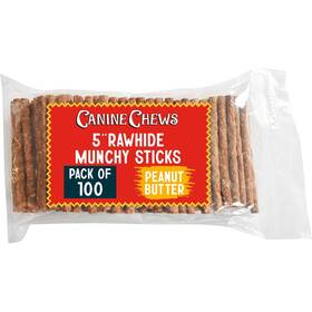 Canine Chews 810013597981 100 Pack 5 Inch Dog Treat Sticks For Small Dogs Munchy Snack Peanut B