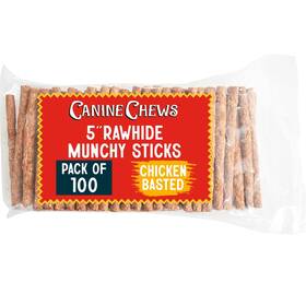 Canine Chews 810013598001 5 Inch Munchy Rawhide Sticks For Small Dogs Dog Snack 100 Pack Chi
