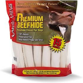 Canine Chews 850046009396 9 Inch Beefhide Rawhide Rolls 15 Pack Bones For Large Dogs 3.7 Lb