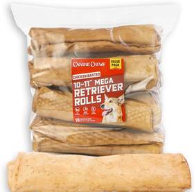 Canine Chews 850046009549 10 Pack Of Long-lasting Beef-basted Retriever Rolls For Aggressive Chewers Dogs