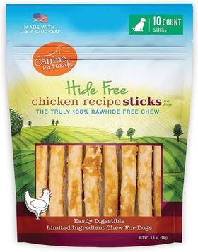 27310 Canine Naturals Chicken Recipe Chew - Rawhide Free 10 Count Pack Of 1 Tan