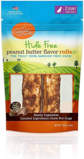 28902 Canine Naturals Peanut Butter Chew - 100% Rawhide Free Dog Treats Made With Re