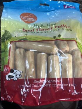 Canine Naturals 813432011922 25ct Small Beef Flavor Rolls For Dogs 100% Rawhide Free