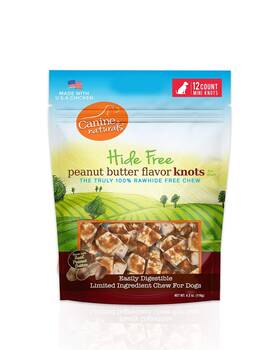 Canine Naturals 813432012714 Natural Peanut Butter Chew Mini Knot - 12 Pack 100% Rawhide Free And Colla