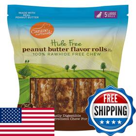 B08xt5dfnd Canine Naturals Peanut Butter Chew - 100 Rawhide Dog Treats Made Real