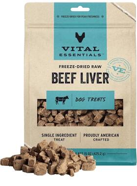 Carnivore Meat Company 445035832814 15oz Vital Essentials Freeze Dried Raw Dog Treats Beef Liver