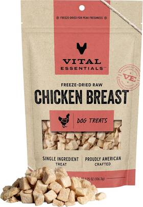 Carnivore Meat Company 445055131171 Vital Essentials Chicken Breast Dog Treats 3.75 Oz Freeze-dried Raw Single