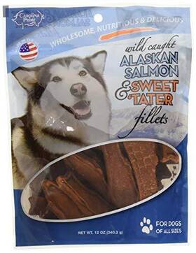 45106 Carolina Prime Pet 637255451051 Salmon And Sweet Tater Fillets Treat For Dogs 1 Pouch Size 12 Oun