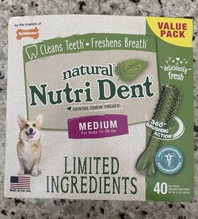 Central Garden & Pet 018214842729 Nylabone Nutri Dent Fresh Flavor Dog Dental Chews Medium Dogs 15-30lbs 40 Ct