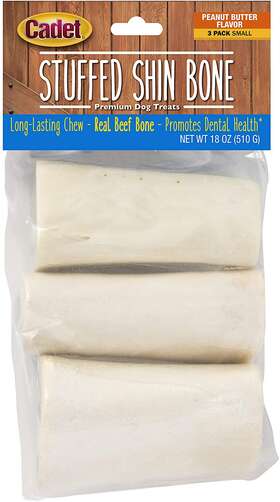 Central Garden & Pet 313033861877 Cadet Stuffed Shin Bone For Dogs - Long-lasting Peanut Butter Flavored Dog Chew