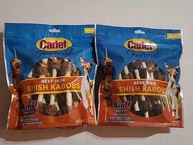 C01362 Central Garden & Pet Lot Of 2 Bags Cadet Gourmet Beef Hide Shish Kabobs Dog 12 Ounce 100% Charity