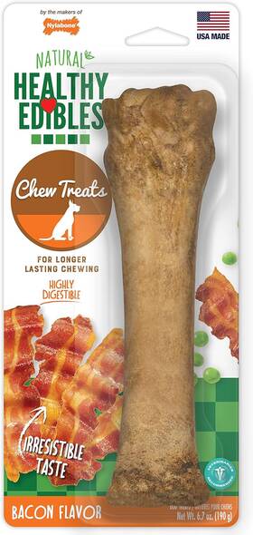 Neb105px Central Garden & Pet Nylabone Healthy Edibles Natural Dog Chews Long Lasting Bacon Flavor Treats For
