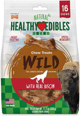 Neb201m16p Central Garden & Pet Nylabone Healthy Edibles Wild Natural Long-lasting Bison Flavor Bone Chew Treats