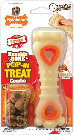 Nth993p Central Garden & Pet Nylabone Knuckle Bone And Pop-in Puppy Treat Toy Combo Power Chew For Dogs Do