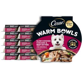Cesar 023100150451 Warm Bowls Wet Dog Food Chicken And Beef Entr E With Vegetables A Hint Of Cra