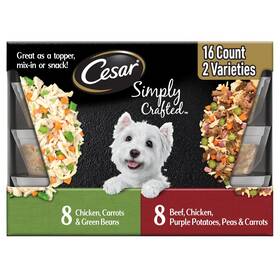 10208752 Cesar Simply Crafted Wet Dog Food Toppers For Dry Chicken Carrots And Green Be