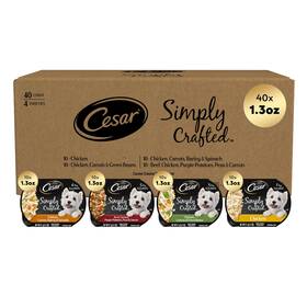 10287048 Cesar Wet Dog Food Simply Crafted Multipack Chicken Recipes And Beef Recipe 1.3 O