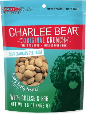 Charlee Bear 313045550516 Original Crunch Dog Treats Cheese And Egg 16 Ounce Resealable Bag
