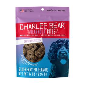 900690 Charlee Bear Bearnola Bites Crunchy Dog Treats Blueberry Pie 8 Ounce Resealable Bag Lim