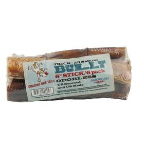 Chasing Our Tails 857124006056 6056 Thick Odorless Pet Bully Stick 6 Pack Inch