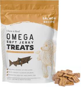 Chew Heal Labs 445015418441 Omega Salmon Jerky Dog Treats - 5 Oz Of Soft Wild Caught Alaska