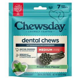 Chewsday 850071165029 Fresh Mint Flavor Dental Chews Medium Dog 7 Count Pack Of 1