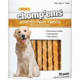 75251 Chompems Ruffinft It Chompftems Pork Flavor Chewy Dog Treat 20-pack