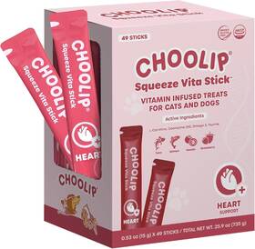 Choolip 445047456442 Squeeze Vita Stick Heart Support Cat And Dog Treats 49-count Salmon T