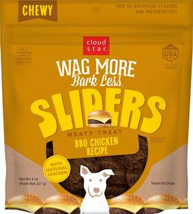 100391 Cloud Star Wag More Bark Less Sliders Dog Treats Bbq Chicken 8 Oz. Bag