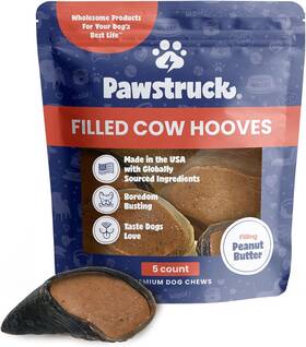 .com 445034375367 Peanut Butter Filled Cow Hooves For Dogs - Made In The Usa Dog Dental Treats
