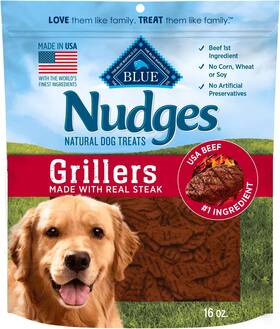 Company Ltd 705354021373 Nudges Grillers Natural Dog Treats Made In The Usa With Real Steak 16-oz Bag
