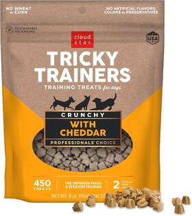 14100 Corporation Tricky Trainers Crunchy Dog Training Treats 8 Oz Pouch Cheddar Flavor Low Calo